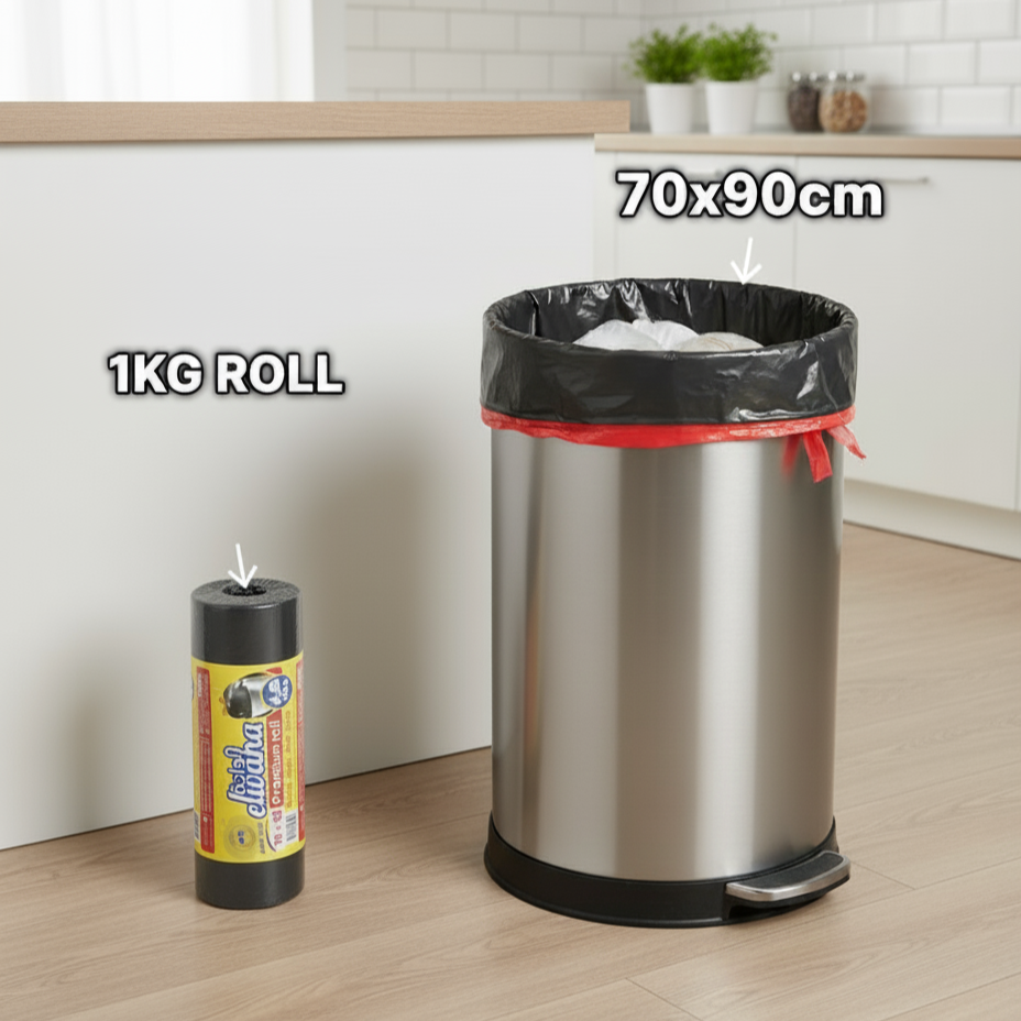 رول أكياس نفايات بريميوم 70×90 سم | Premium Trash Bags 70x90cm